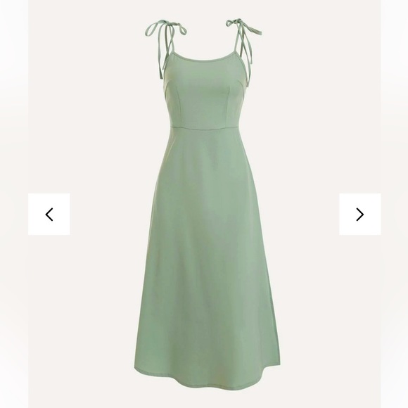 NWT Rihoas Mint Green midi dress with slit and tie sleeves - Picture 1 of 3